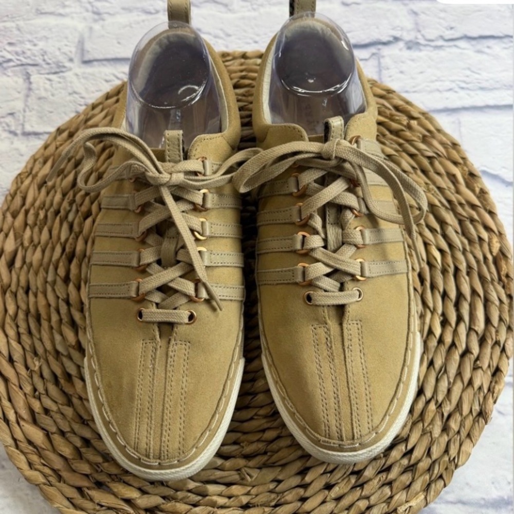 Billy Reid KSwiss Tan Suede Lace-Up Sneakers. Size 8.5